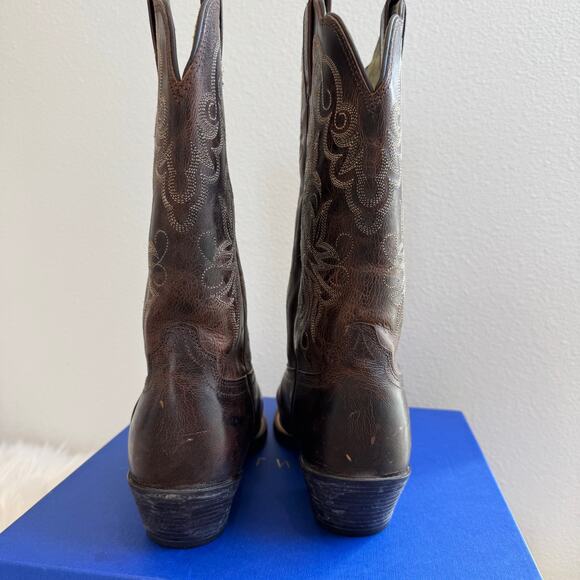 Ariat Women's Heritage Western Cowboy Sassy Brown Boots - Distressed Leather 7B - Picture 3 of 11